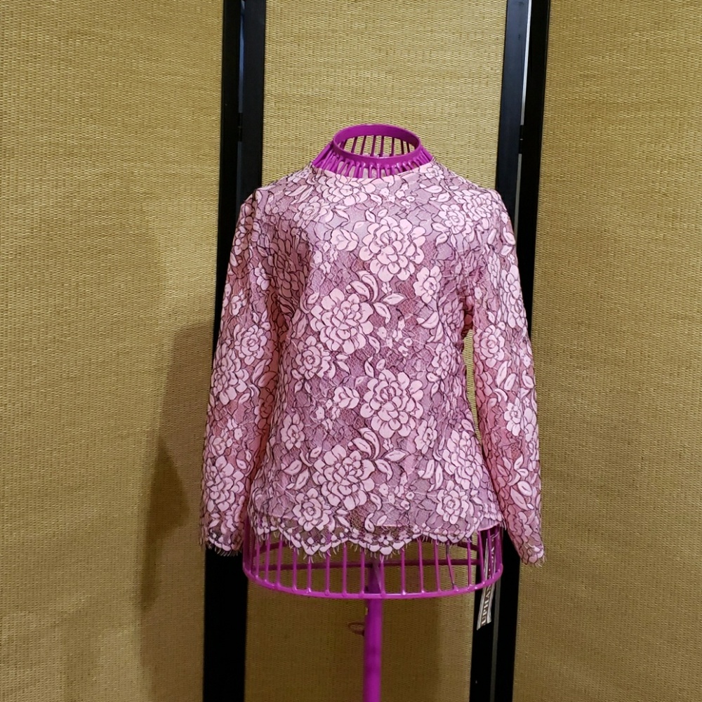 Hand made Silk embroidery pink top.
